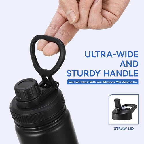 16 oz Kids Water Bottle for School Stainless Steel Double Wall Vacuum Insulated Water Bottle with Straw lids & Spout Lid
