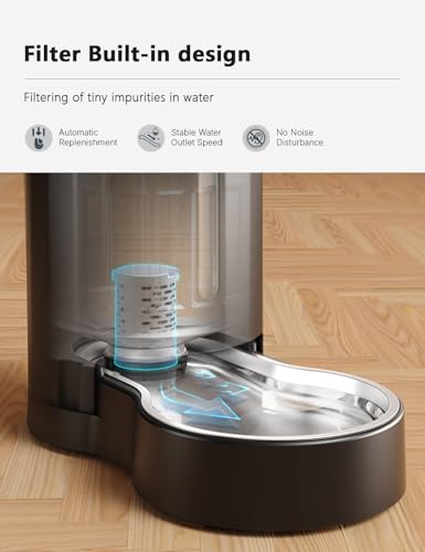 Automatic 4L Filter Dog and Cat Water Dispenser with Stainless Steel Bowl Gravity Waterer