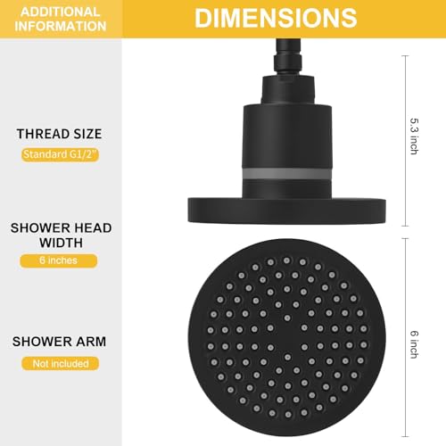 High Output Shower Filter Filtered Shower Head Shower Water Softener with Hard Water Improves The Condition of Your Skin & Hair Round Matte Black
