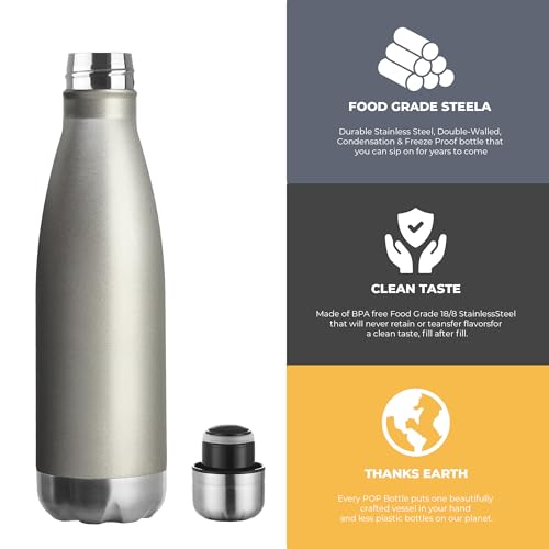 17oz Sport Water Bottle 12 Pack Vacuum Insulated Stainless Steel Leak (12 Count)