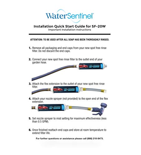 SF 20W Spotless Car Wash Inline Deionized Water Garden Hose Water Filter & Extension Adapter for RV (2 Count)