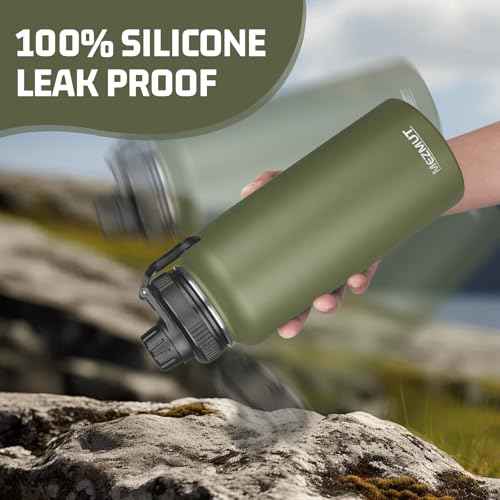 32oz Metal Sports Insulated Water Bottle with 2 Lids