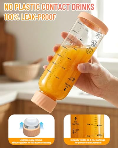 Borosilicate Glass Water Bottles with Stainless Steel Lid 20 oz (4 Count)