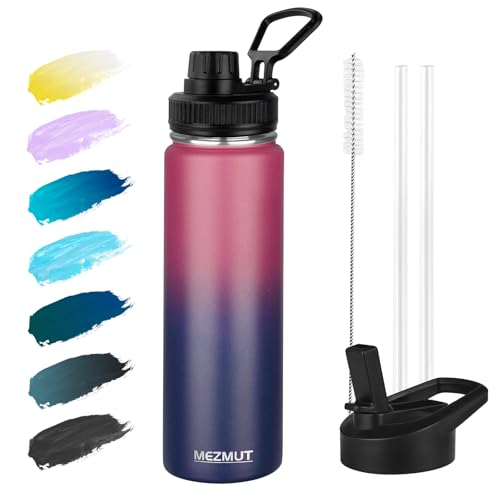 24oz Sports Insulated Water Bottle for School with 2 Lids