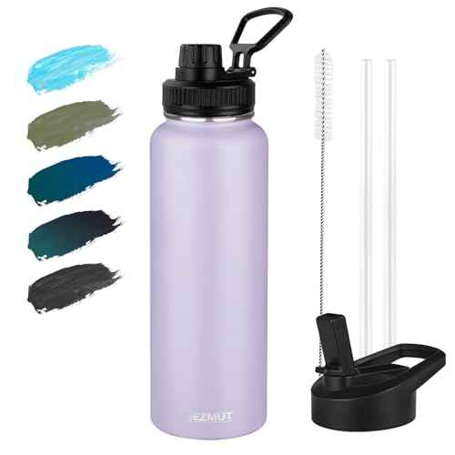 40oz Large Metal Sports Insulated Water Bottle with 2 Lids (40 Count)