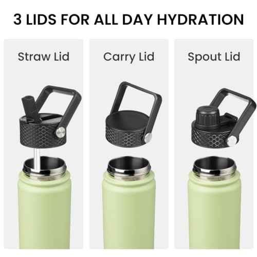 40 oz Insulated Stainless Steel Water Bottle with Straw Lid