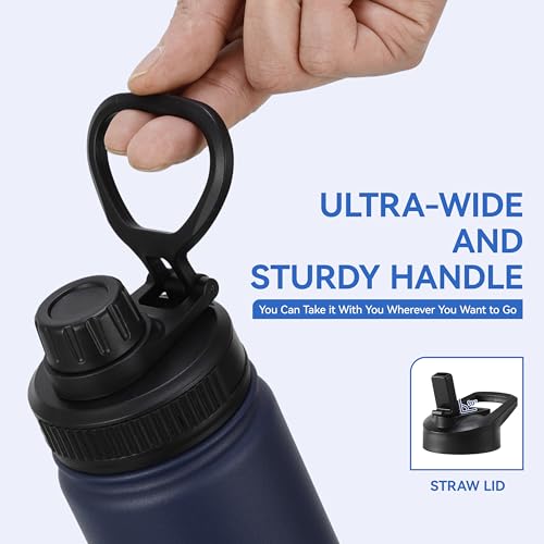 16 oz Kids Water Bottle for School Stainless Steel Double Wall Vacuum Insulated Water Bottle with Straw lids & Spout Lid (4 Count)
