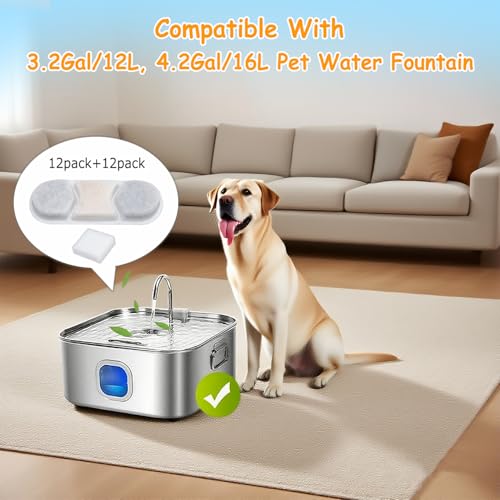 16 Pack Dog Water Fountain Filters Fit for WF120 (32 Count)