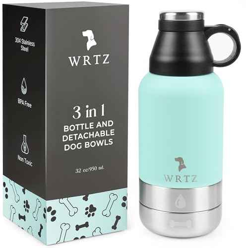Portable Dog Water Bottle with 2 Removable Water Bowls for Dogs