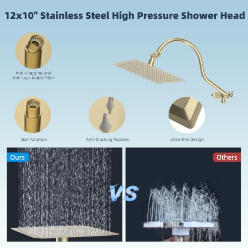 All Metal High Pressure Rainfall 12'' Shower Head with Handheld
