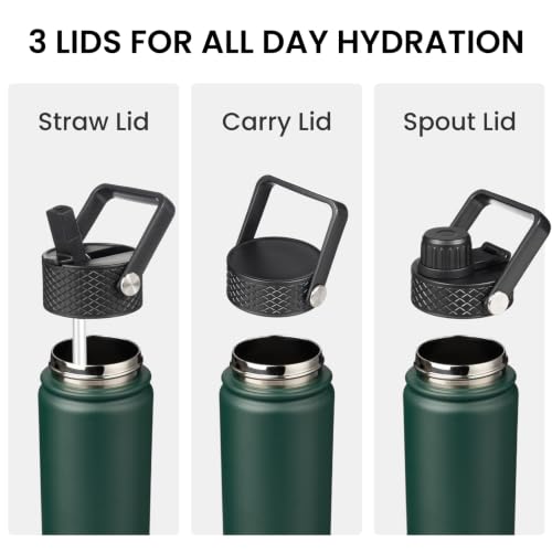 32 oz Insulated Stainless Steel Water Bottle with Straw Lid