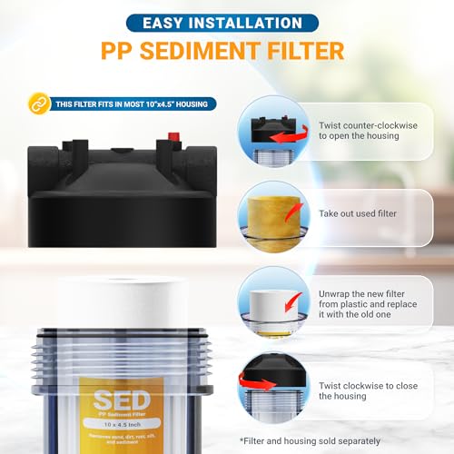 10 Micron 10 x 4.5 inch Whole house Sediment Water Filter (2 Count)