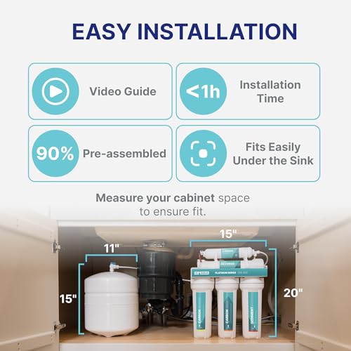 7 Stage UV and Alkaline Under Sink Reverse Osmosis Water Filter System with Booster Pump + 3