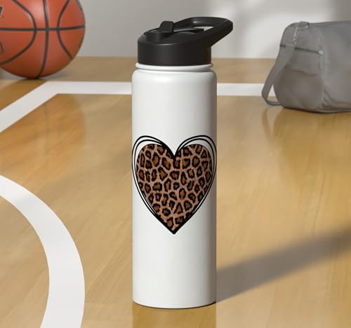 Heart Shape Cute Cheetah Leopard Print Graphic Stainless Steel Insulated Water Bottle