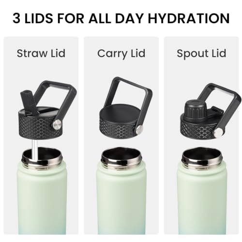40 oz Insulated Stainless Steel Water Bottle with Straw Lid