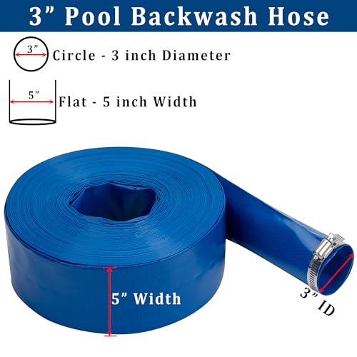 3 in x 100 ft Pool Backwash Hose Heavy Duty Drain Discharge Vinyl Hoses (100 Foot)