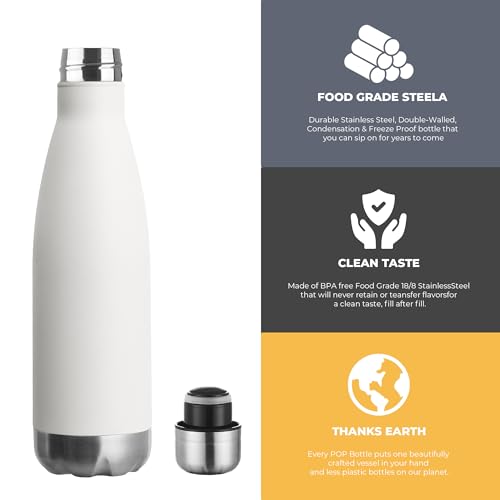 17oz Sport Water Bottle 4 Pack Vacuum Insulated Stainless Steel Leak (4 Count)