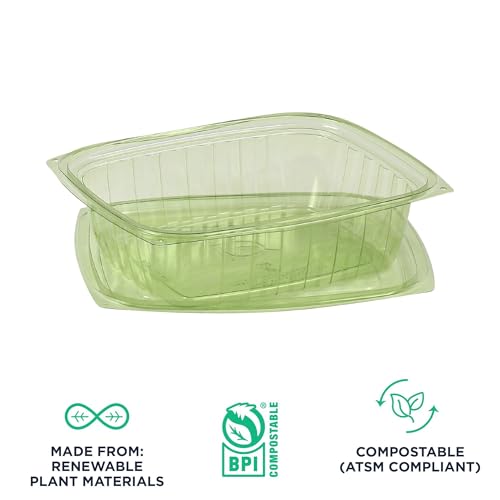 Compostable 24oz Rectangular Deli Containers With Lids (50 Count)