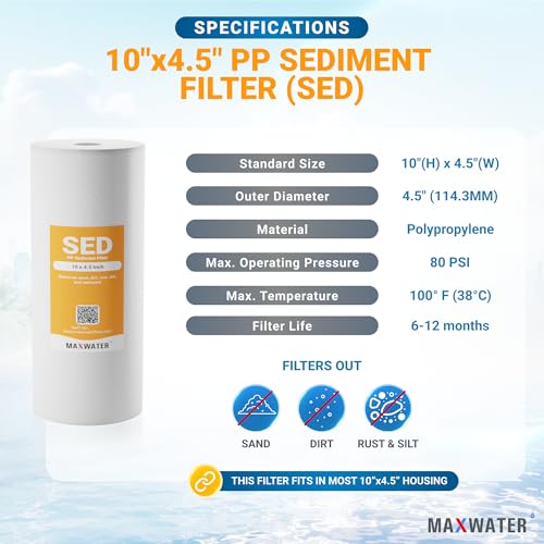 10 Micron 10 x 4.5 inch Whole house Sediment Water Filter (2 Count)