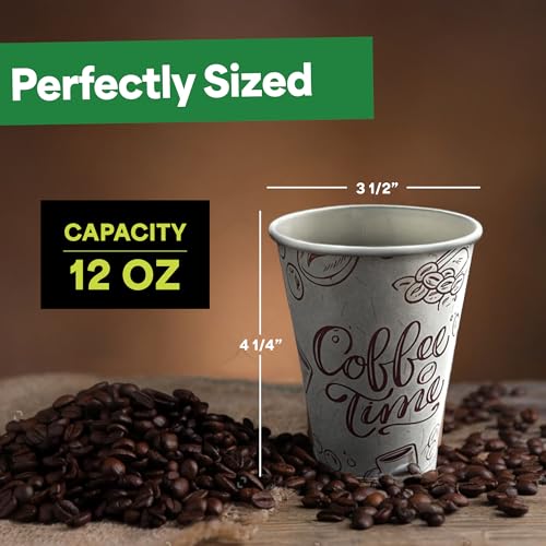 12 oz 50 Pack Disposable Coffee Paper Cups (50 Count)