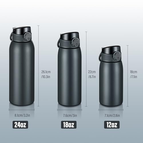 Insulated Water Bottle 24 oz with Dustproof Lid