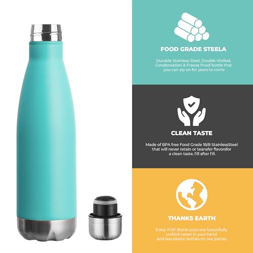 17oz Sport Water Bottle 8 Pack Vacuum Insulated Stainless Steel Leak (8 Count)