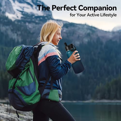 32 oz Insulated Water Bottle with 2 Lids