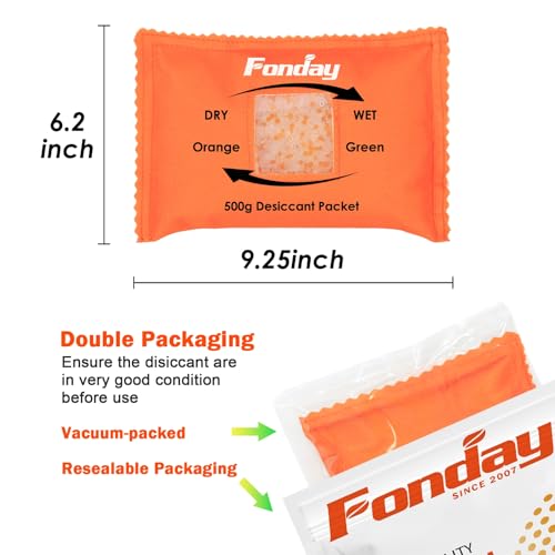 500Gram 4Packets Fonday Moisture Indicating Silica Gel Desiccant Packs
