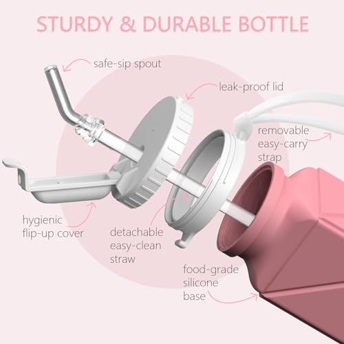 Collapsible Water Bottles with Straw 21 oz