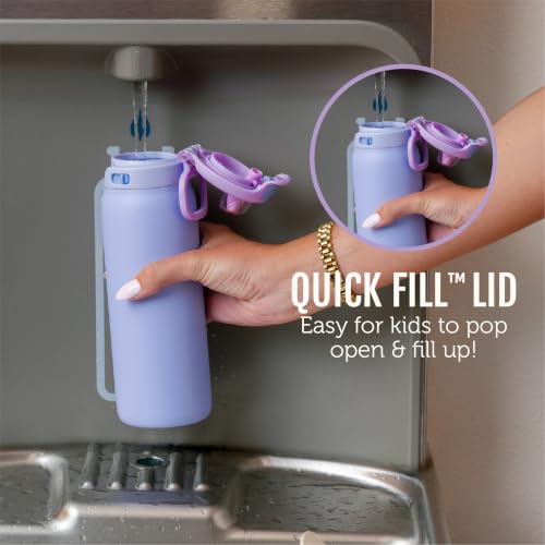Pop & Fill 18oz Stainless Steel Kids Water Bottle with Quick Fill Lid