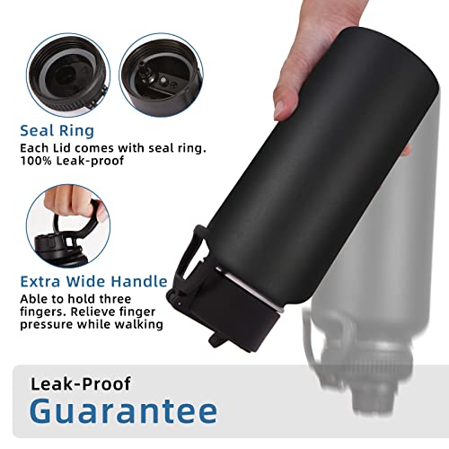 32 oz Insulated Water Bottle with Straw Lid and Spout Lid