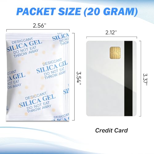 20g (16 Pack) Color Changing Silica Gel Packets, Desiccant Packs