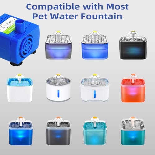IP68 DR DC160 Submersible Water Pump Cat Water Fountain Pump for Tritone Ceramic Stainless Steel Round Flower Cap Cat Fountains Automatic Pet Water Dispenser Replacement Pump
