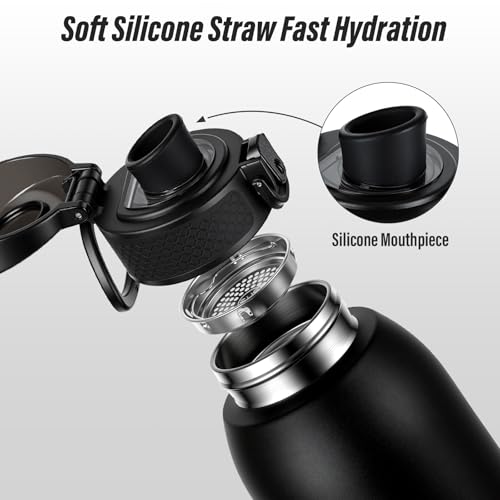 Insulated Water Bottle 24 oz with Dustproof Lid