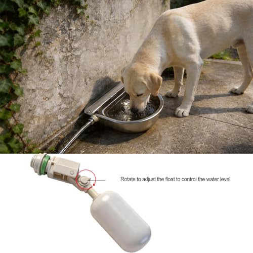 Automatic Water Bowl 304 Stainless Steel Pet Water Dispenser Dog Feeder Waterer for Large Dogs with 40" Steel Hose