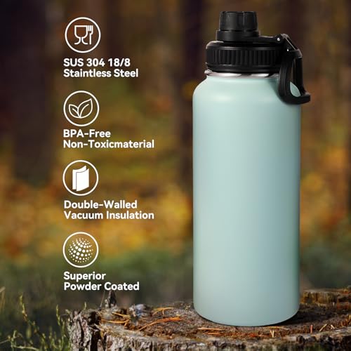 32 oz Insulated Water Bottles with 2 Lids (2 Count)