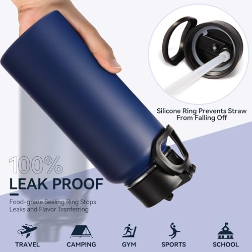 32 oz Insulated Water Bottle with 2 Lids