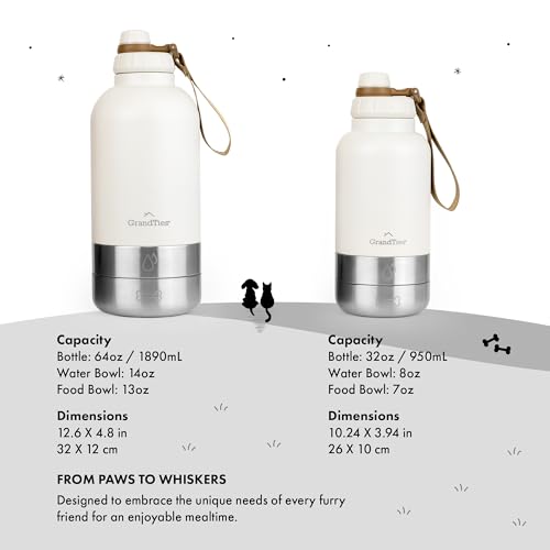 Insulated Portable Water Bottle with 2 Detachable Dog Bowl Dispenser