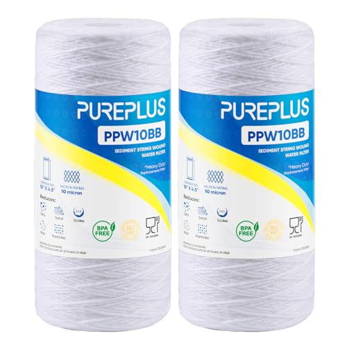 10 Micron 10 x 4.5 Whole House String Wound Sediment Filter for Well Water (2 Count)