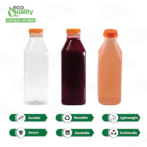 Empty Plastic Juice Bottles with Tamper Evident Caps 32 OZ