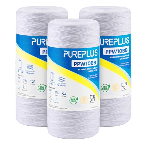 10 Micron 10 x 4.5 Whole House String Wound Sediment Filter for Well Water (3 Count)