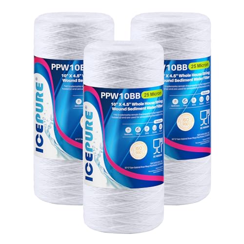 25 Micron 10”x4.5'' Whole House Sediment String Wound Water Filter Replacement filter for 84637 (3 Count)