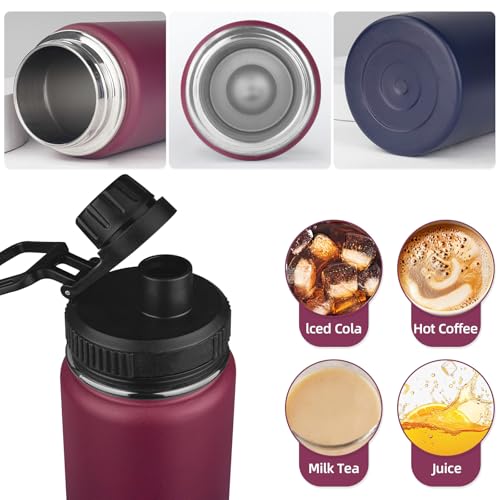 24oz Sports Insulated Water Bottle for School with 2 Lids