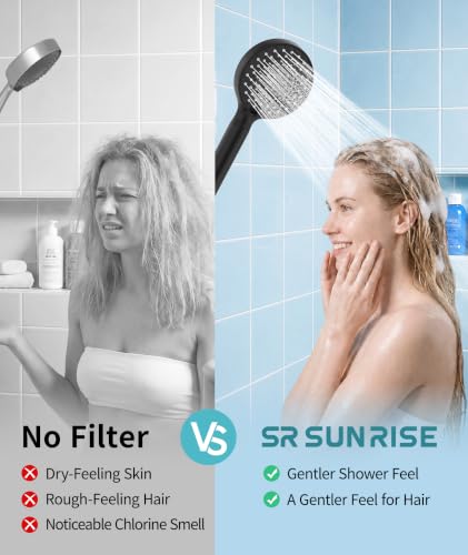 Filtered Shower Head with Handheld High Pressure 9 Spray Mode Showerhead Detachable Shower Head Water Softener Filters Beads for Hard Water Remove Chlorine 1 Filter 1.8GPM Matte Black