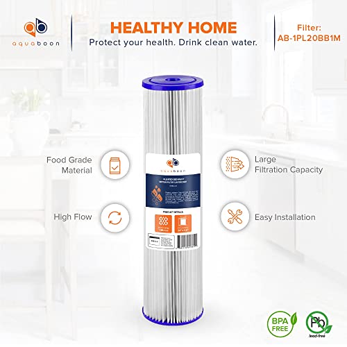 1 Micron Whole House Pleated Sediment Water Filter Cartridge 20x4.5 Well Filter Replacement Compatible with ECP5 (10 Count)
