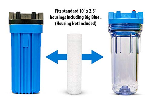 HVV5 10N 5 Micron 10" x 2.5" Premium Sediment Water Filter Replacement Cartridge (6 Count)