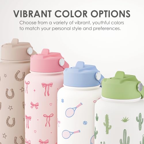 Lemon Water Bottle Stainless Steel 32oz with Lid & Straw