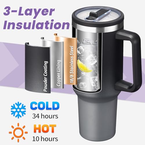 40oz Tumbler with Handle & Flip Straw