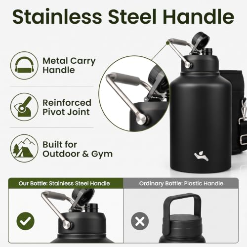 128 oz Insulated Stainless Steel Water Bottle Jug with Handle