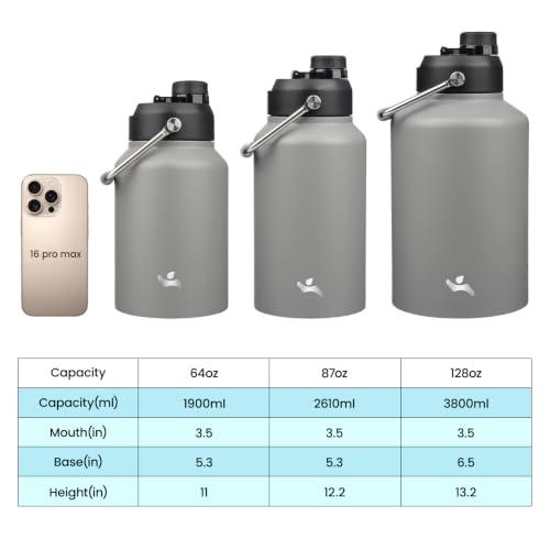64 oz Insulated Stainless Steel Water Bottle Jug with Handle